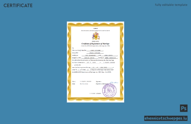 Barbados Heiratsurkunde – Beispielansicht in Word und PDF